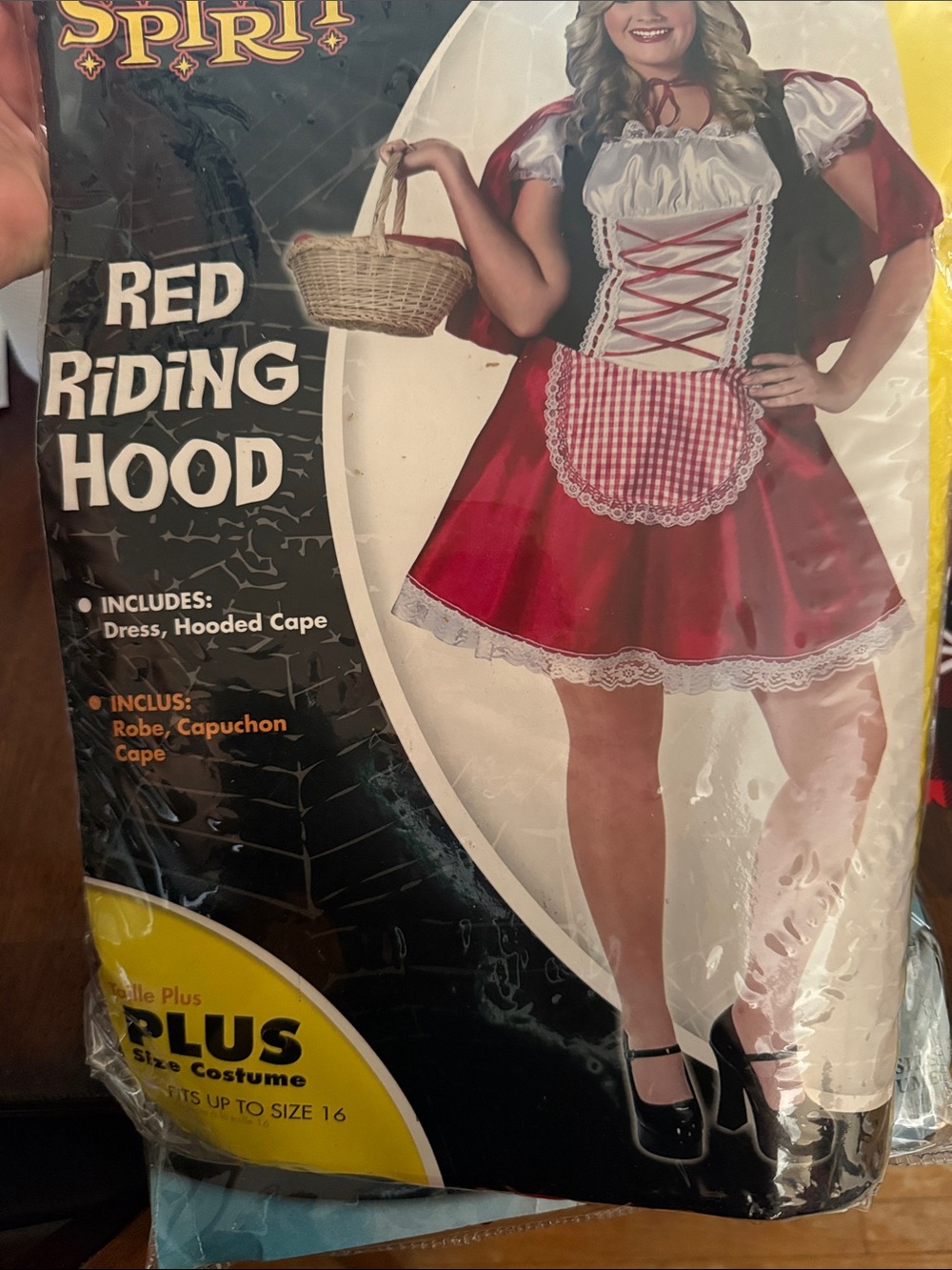 Adult Plus Spirit Red and White Red Riding Hood Kids Costume with Hooded Cape